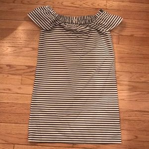 J. Crew Off-the-Shoulder Stripe Dress